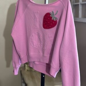 Hollister Off the Shoulder Pink Fleece-Lined Sweatshirt